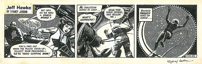 Sydney Jordan, Jeff Hawke strip . 1961 . - Planche originale