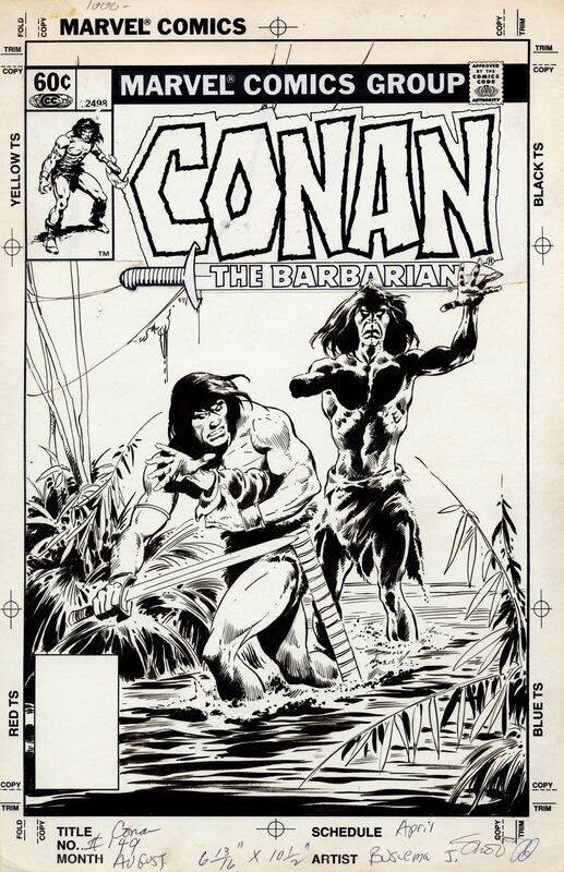 John Buscema, Conan the Barbarian # 149 unpublished cover - Planche originale