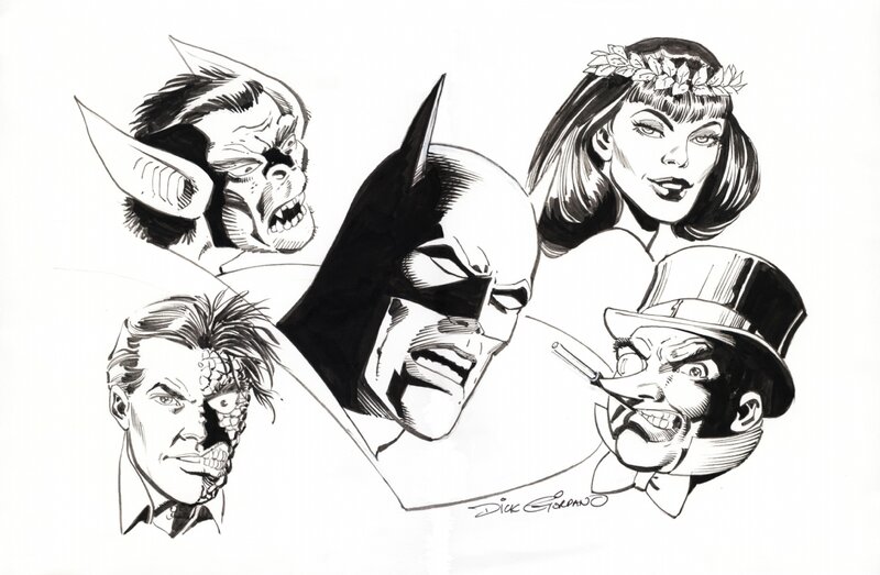 Dick Giordano Batman and villains - Illustration originale