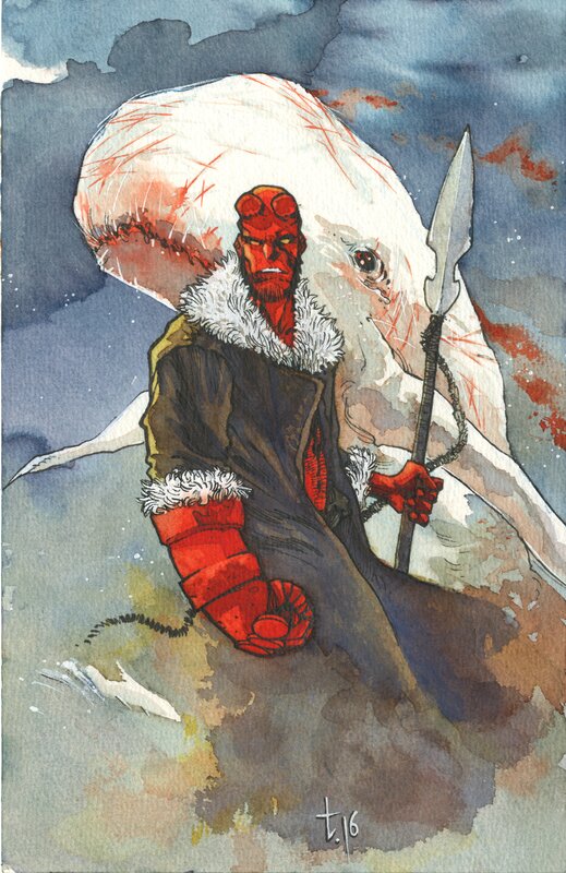 Tirso, Hellboy vs Moby Dick - Illustration originale