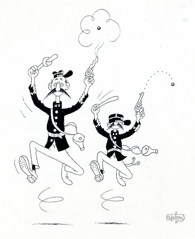 Gendarmes par Albert Dubout - Illustration originale