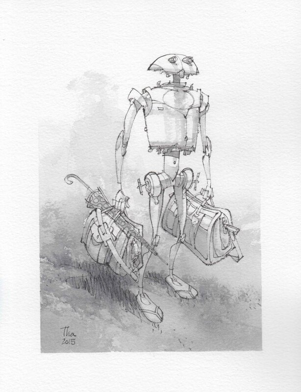 Tha, Le robot pars en vacances. - Original Illustration