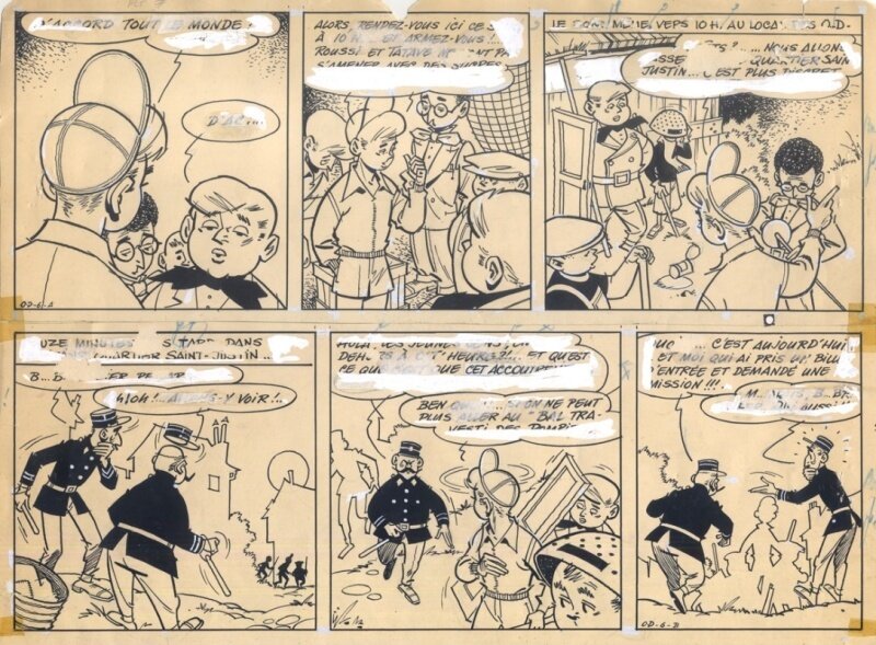 Raymond Reding, « Les Œufs durs s'en vont en Guerre », planche 6 A, 1953. - Comic Strip