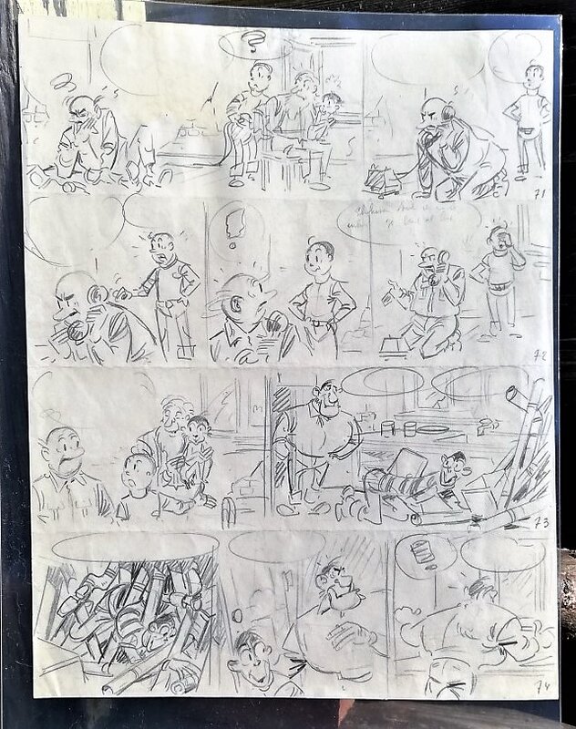Willy Vandersteen, Suske en Wiske - De Junglebloem - 2 pages surlignées au recto et au verso de la feuille - (1969) - Original art