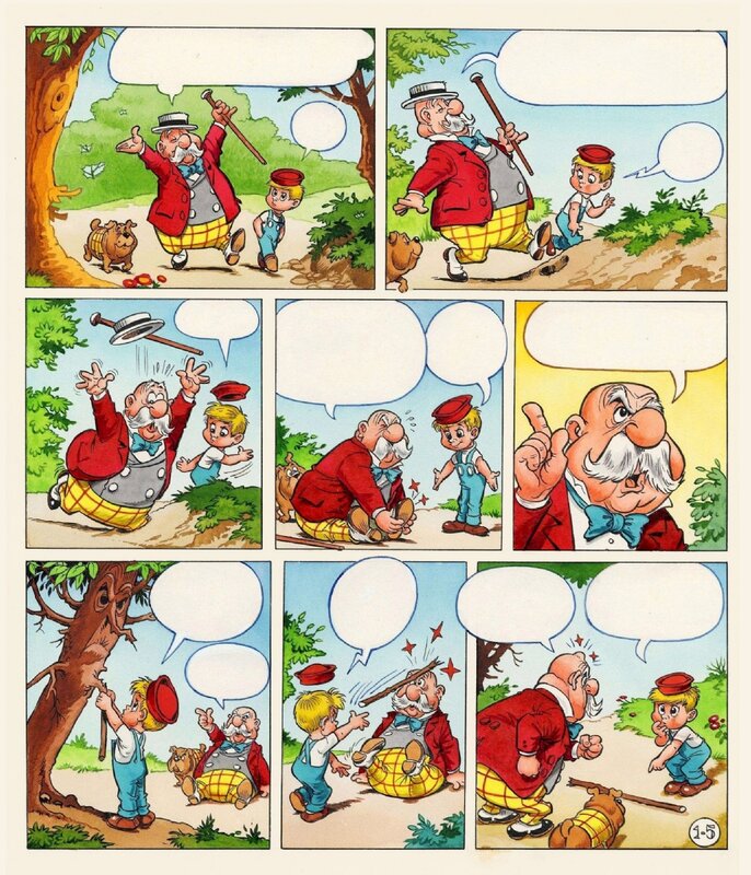 Wim Lensen, Piet Wijn, 1973 - Puk en Poppedijn (Colored page - Dutch KV) - Planche originale