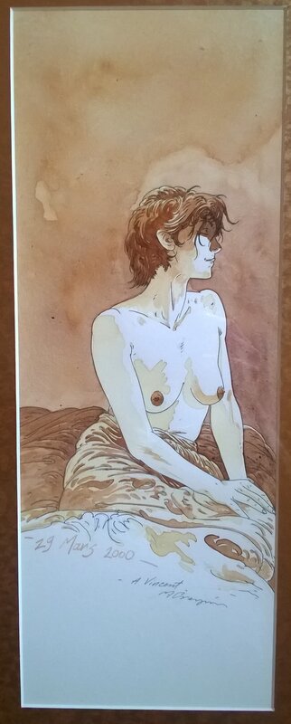 Crespin femme sur le lit - Original Illustration
