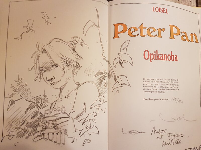 Dédicace de Loisel dans Peter Pan tome 2 TT - Sketch