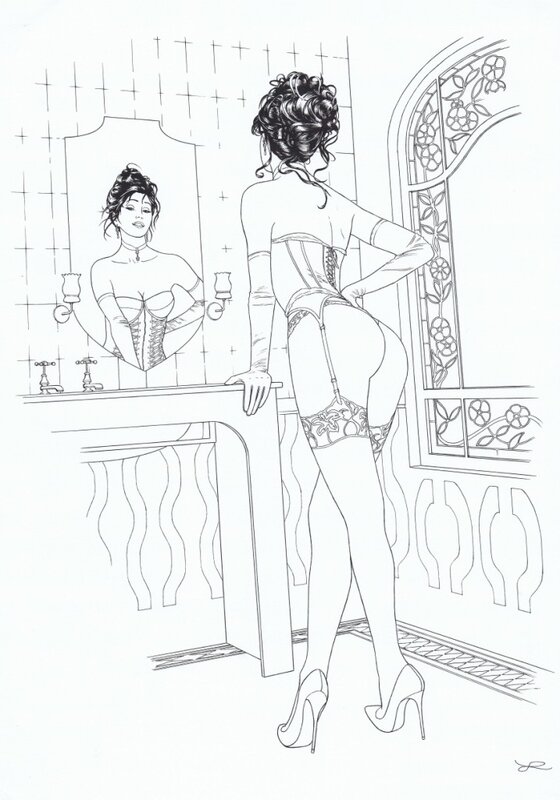 Lounis Chabane, Lola devant son mirroir - Illustration originale