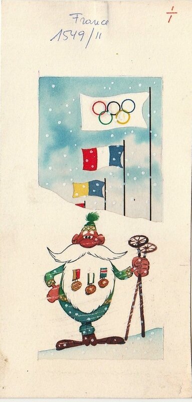 Louis Salvérius, Illustrations pour un article sur les Jeux Olympiques de Grenoble - Original Illustration