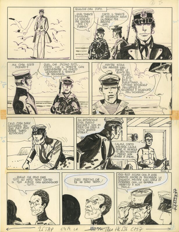 Hugo Pratt, Corto Maltese, Les Celtiques,  Chapitre V : Burlesque entre Zuydcoote et Bray-Dunes, Planche Originale 7 - Comic Strip