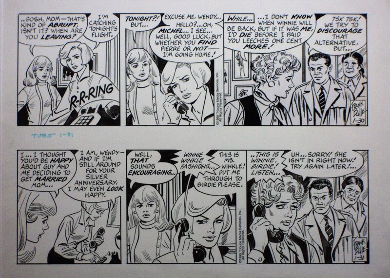 Frank Bolle, Winnie Winkle deux strips des 30 et 31 janvier 1995 - Planche originale