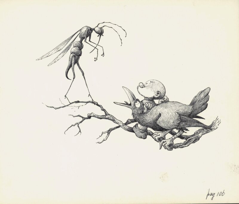 Jean Dulieu, Paulus de Boskabouter - Paulus en de Insecten - Original Illustration