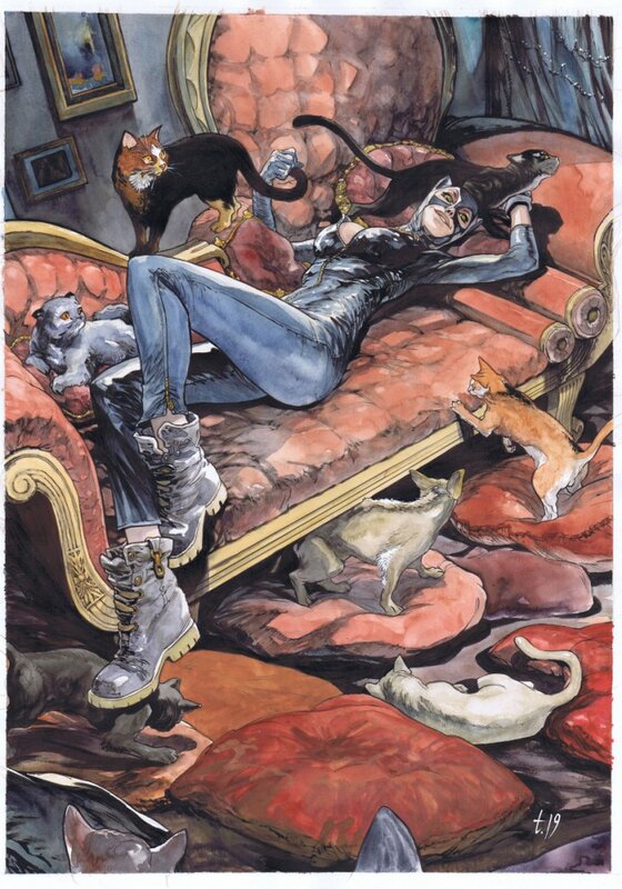 Tirso, Catwoman - Repos mérité - Illustration originale
