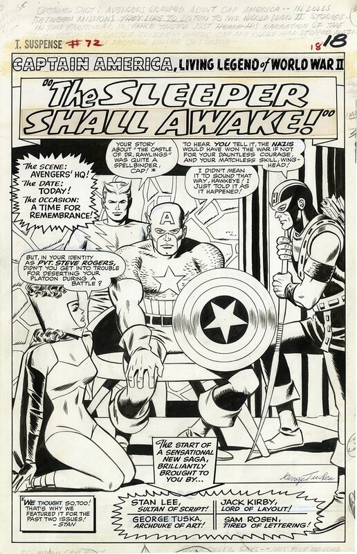 Jack Kirby, George Tuska, Wally Wood, Tales of Suspense #72 - Captain America -  The Sleeper Shall Awake! planche 1 - Planche originale