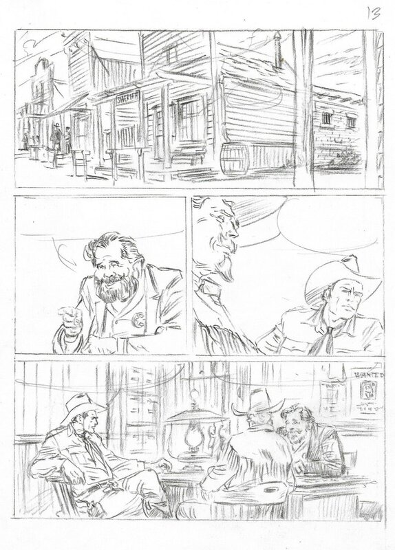 Luca Vannini, Crayonné préparatoire de la planche 13 de Détenu modèle - Tex magazine 2018 - Comic Strip