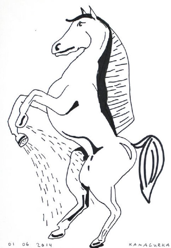 Kamagurka, Shower Horse (étude) - Illustration originale