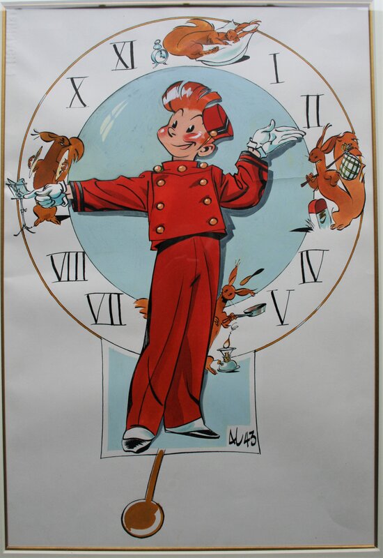 Horloge Spirou by Al Severin - Original Illustration