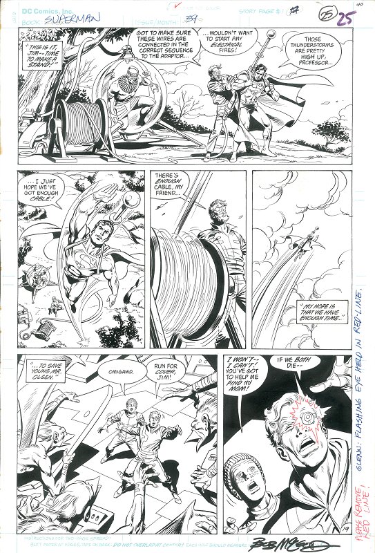 Kerry Gammill, Bob McLeod, John Costanza, Jerry Ordway, Superman v2 #39 page 19 - Planche originale