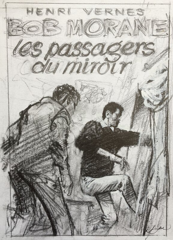 René Follet, Henri Vernes, Bob Morane. Les passagers du miroir - Original art