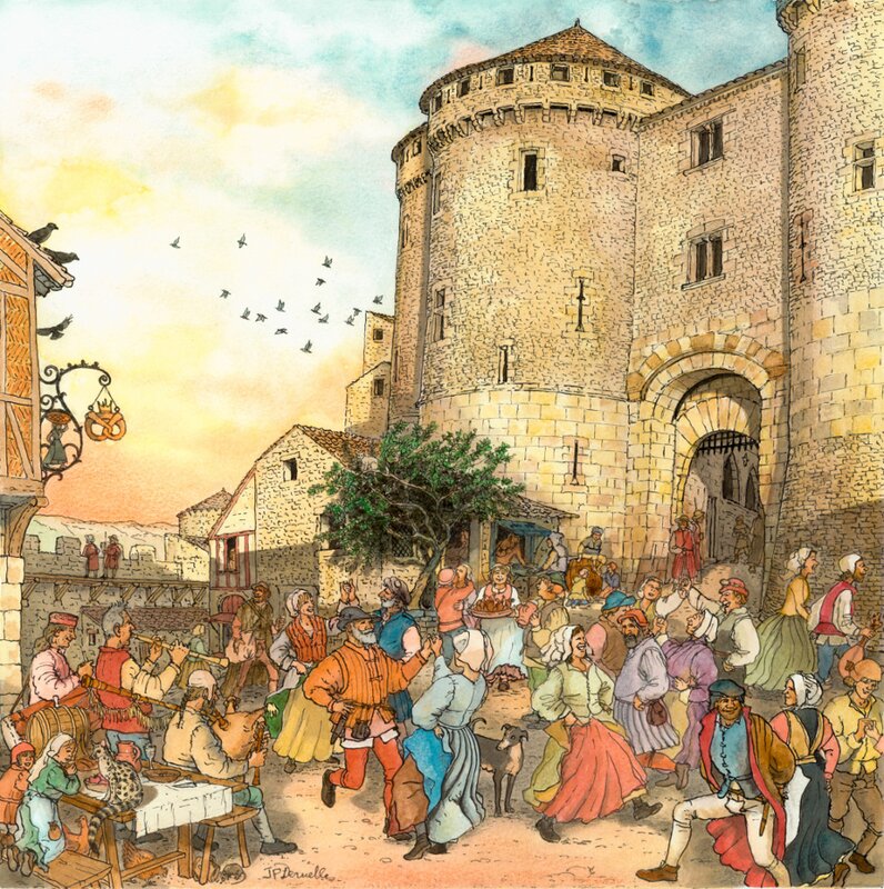 Jean-Pierre Deruelles, Saltarelle aux Ormeaux - Original Illustration