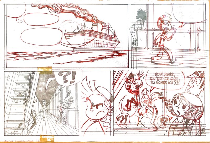Demi planche originale de Spirou & Fantasion - Panique en atlantique par Fabrice PARME - Comic Strip