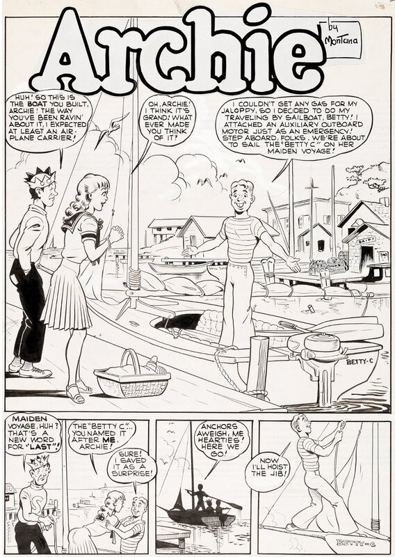 Pep #32 splash by Bob Montana - Comic Strip