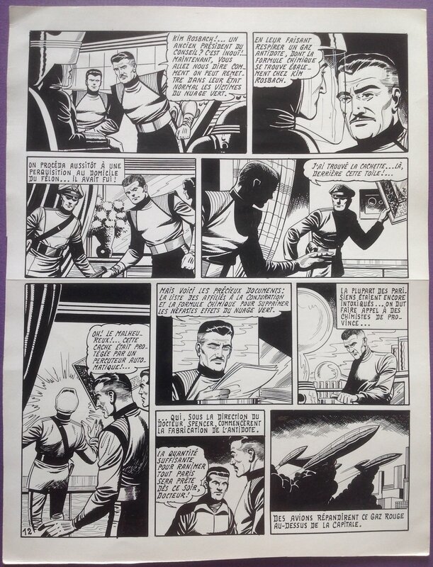 Raoul Giordan, Robert Giordan, Robert Lortac, Giordan Planche Originale 12 de Meteor 90 La Terre est Folle - Bd Artima 1960 - Comic Strip