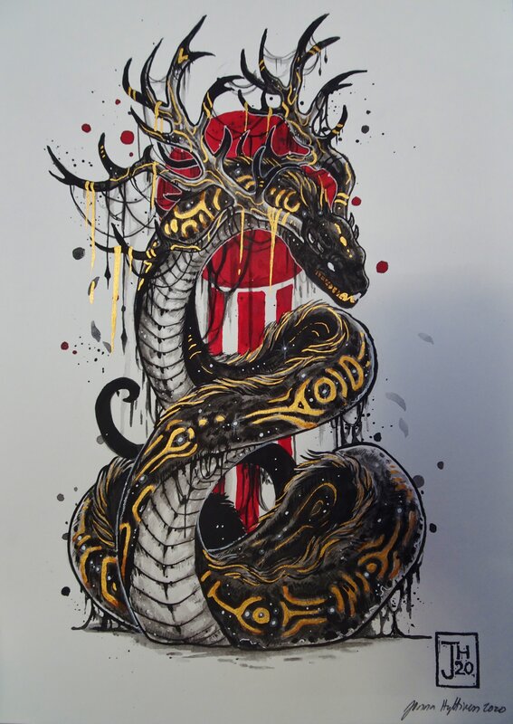 Le Serpent à cornes by Jonna Hyttinen - Original Illustration