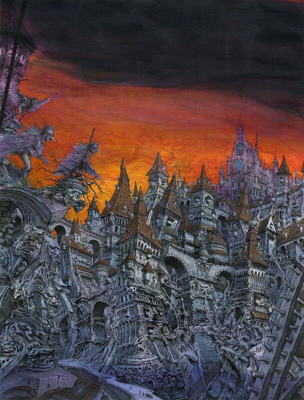 Corvid city by Ian Miller - Original Illustration