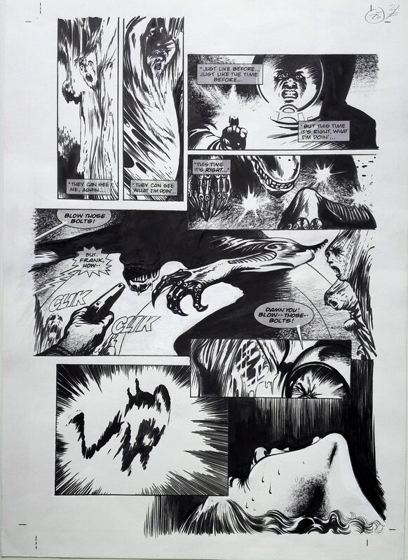 David Lloyd, Aliens: corridor, planche originale. - Comic Strip