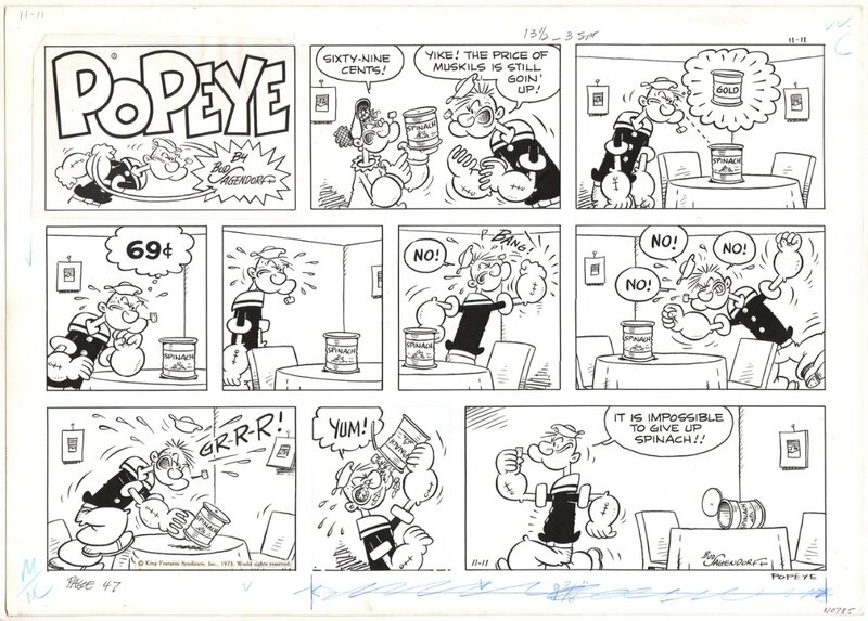 Sagendorf: POPEYE SUNDAY (11/11/73) - Comic Strip