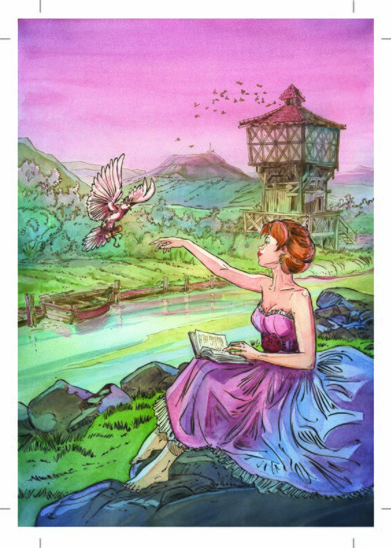 Margot à la colombe par Paul Salomone - Illustration originale