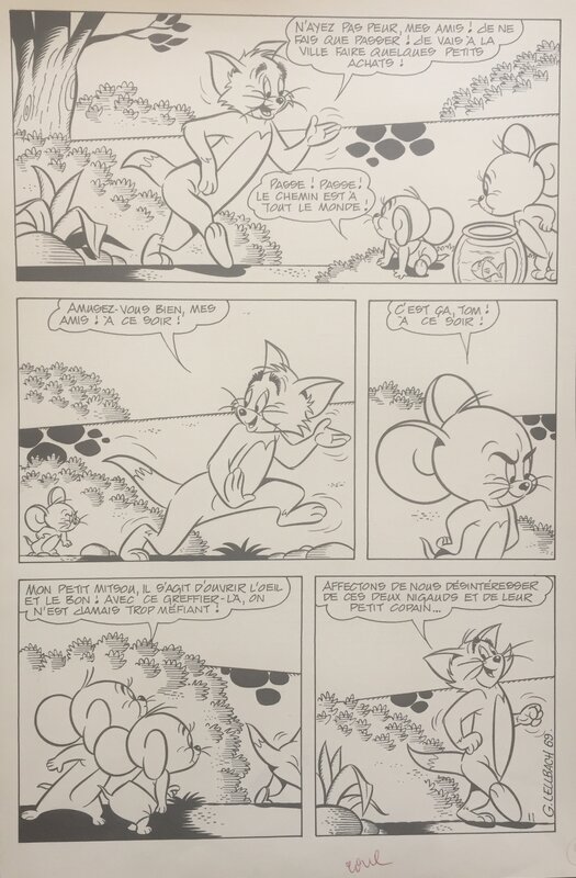 Tom et Jerry par Georges Lellbach, Fred Abranz, Hanna & Barbera - Planche originale