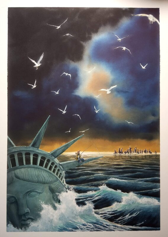 En vente - New-York sous l'eau par Giemsi - Illustration originale