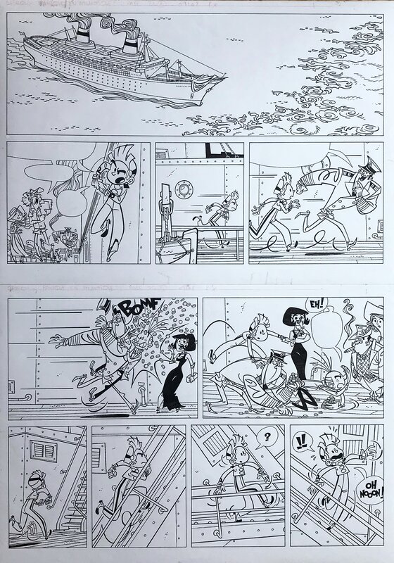 Fabrice Parme, Lewis Trondheim, Spirou et Fantasio - Panique En Atlantique (N&B) - Comic Strip