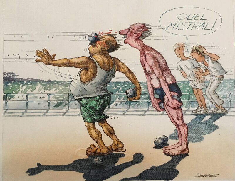 Pétanque Mistral by Claude Serre - Original Illustration
