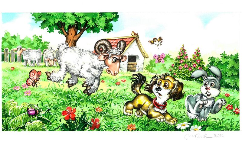 Maciej Mazur, Le lapin cherche sa mère - Original Illustration