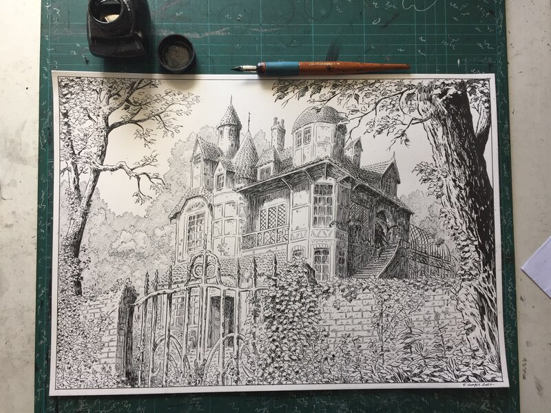 The haunted manor by François Gomès - Original Illustration