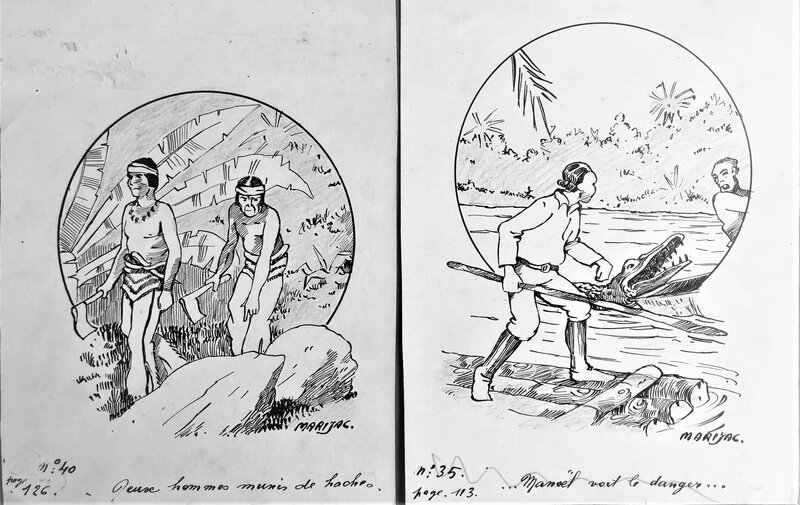 Marijac, Coeurs Vaillant -deux petits dessins - Original Illustration