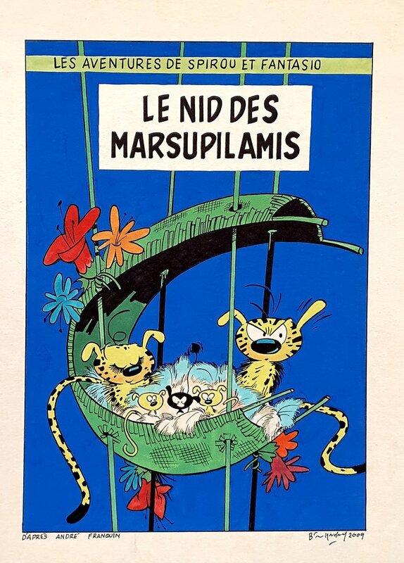 Bruno Marchand, André Franquin, Hommage à Franquin - Le nid des Marsupilamis - Original Illustration