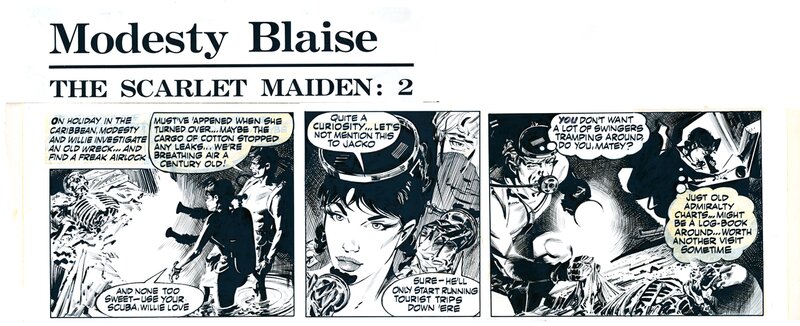 Modesty Blaise | Colvin, Neville The Scarlet Maiden sunday page top tier - Comic Strip