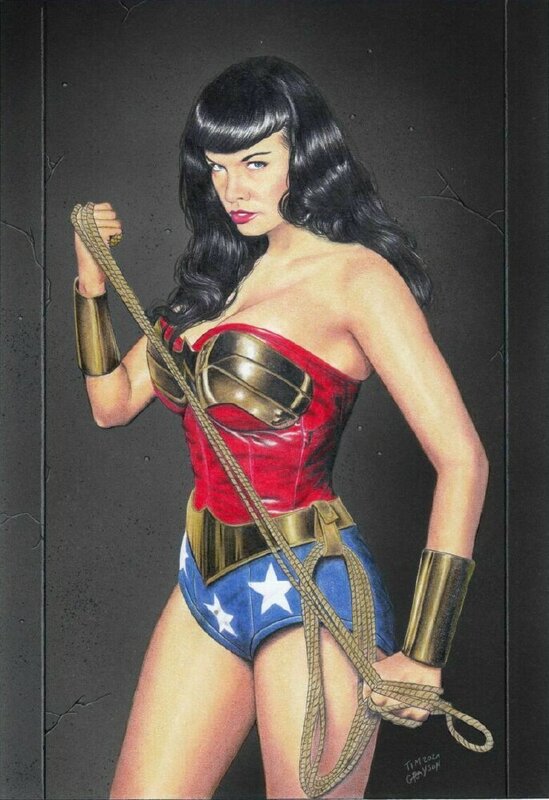 Tim Grayson, Bettie Page as Wonder Woman - Original Illustration