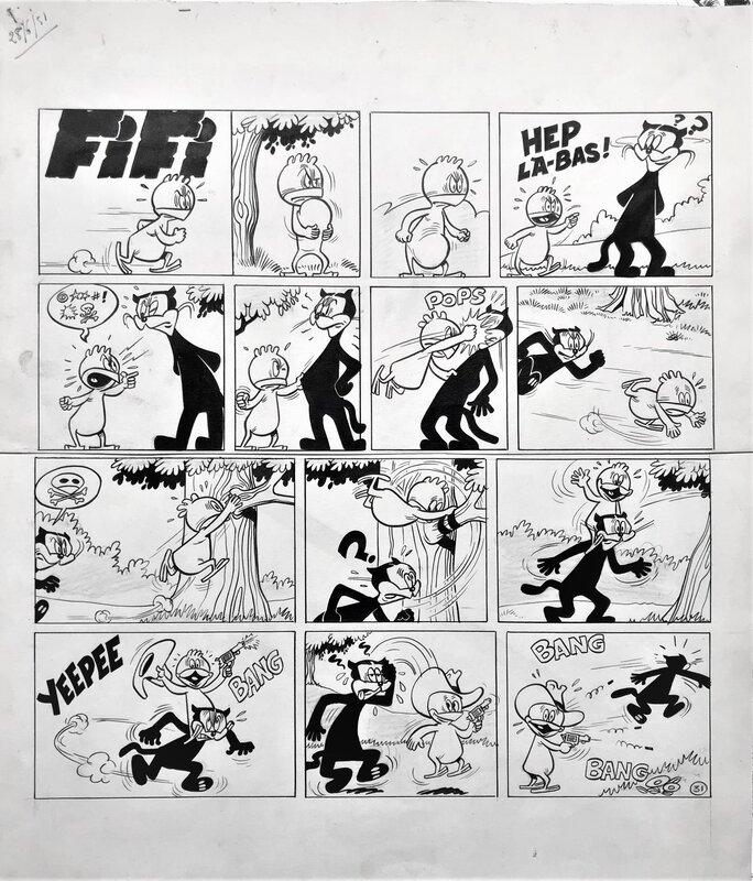 Fifi gag 31 par Victor Hubinon - Planche originale