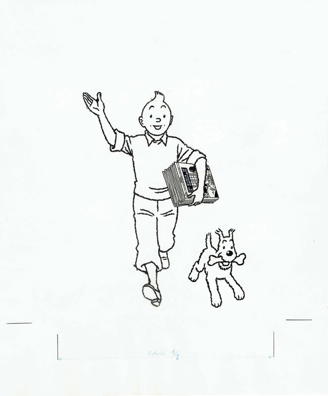 Hergé, 1964 - Tintin et Milou : Couverture du Catalogue Casterman - Illustration originale