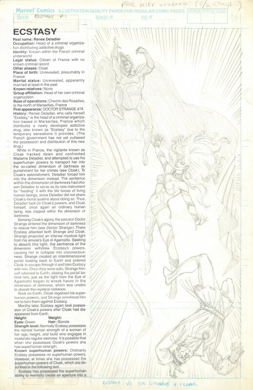 Mike Vosburg, Official Handbook of the Marvel Universe Vol. 3 - Update'89 #2 : Ecstasy (projet non retenu) - Original art