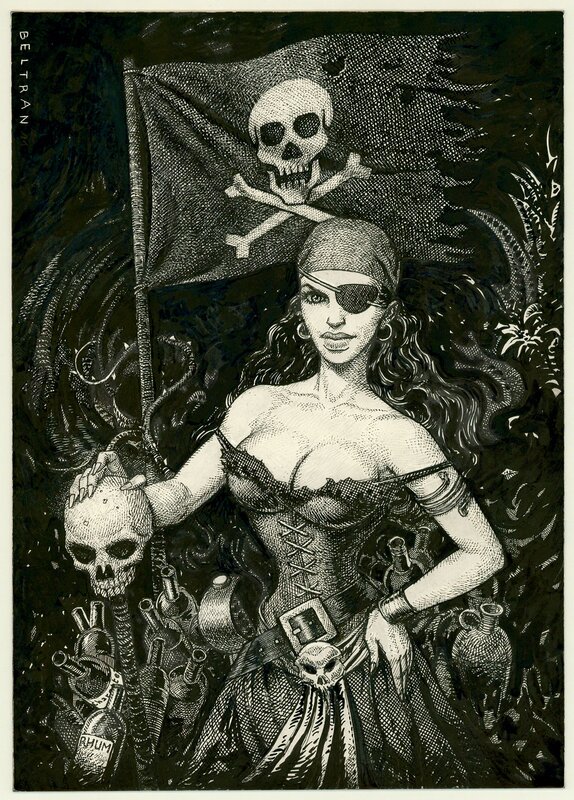 En vente - Femme Pirate par Fred Beltran - Illustration originale