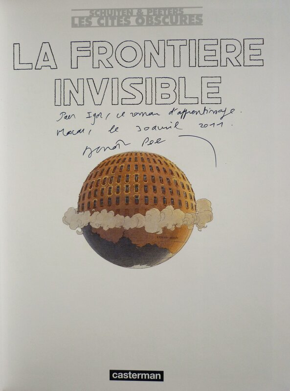 Benoît Peeters, Benoît Peeters - La Frontiere Invisible Integrale dédicace - Original art