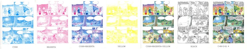 En vente - Fabien Rypert, Progression des couleurs d'une page de Boogy et RANA - Œuvre originale