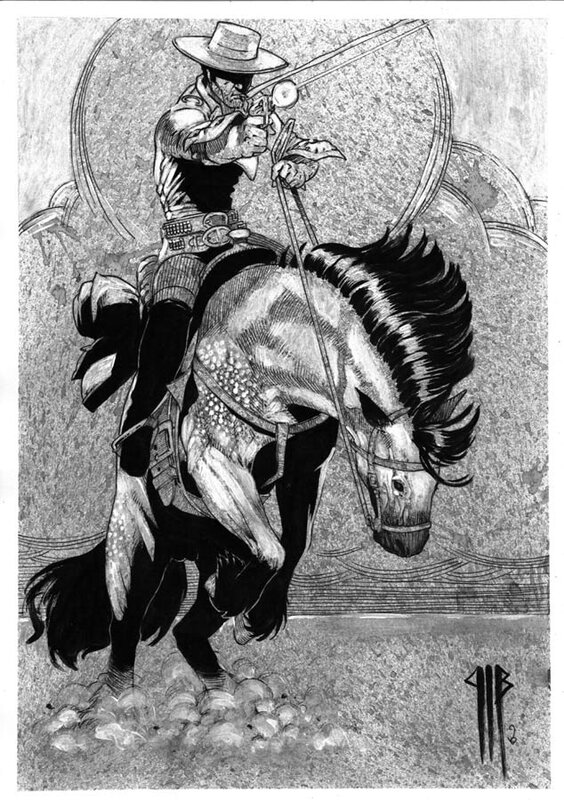 En vente - Philippe Bringel, Blackfoot - le cheval se cabre - Illustration originale