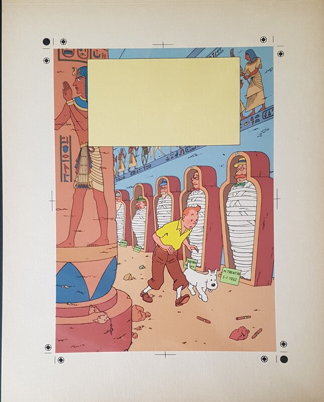 Studios Hergé, Hergé, Tintin - Les cigares du pharaon - mise en couleurs couverture - Couverture originale